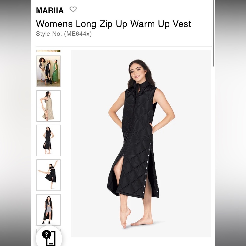 NWT Mariia Ballet Warmup Vest M